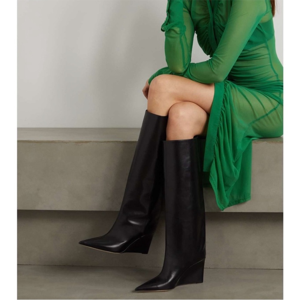 New JIMMY CHOO Blake Leather Wedge Knee Boots $1,695 36